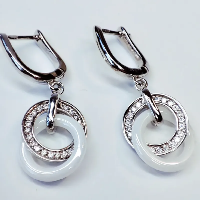 Сережки CZ Ceramic артикул К10009 — фото 2