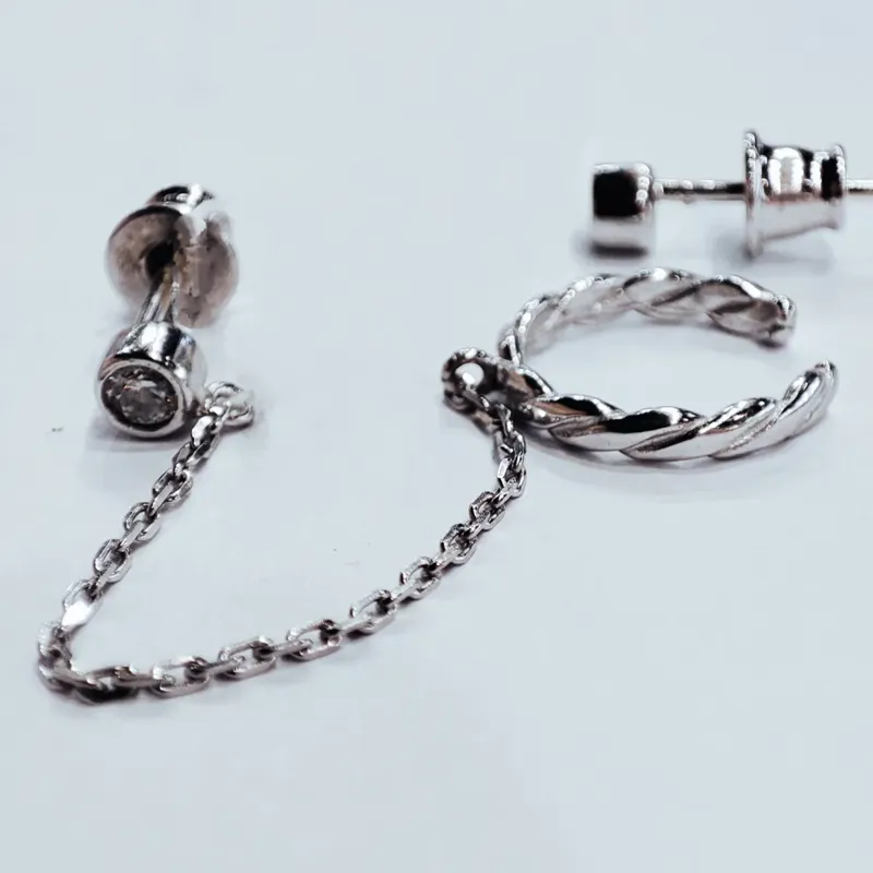 Сережки гвоздіки з кафою на ланцюжку, арт.2441 — фото 2