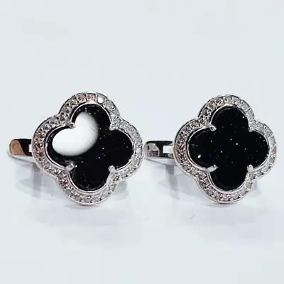 Сережки "Конюшина з Авантюрином", арт.2154ср/ав — срібна прикраса