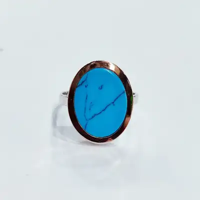 Срібна каблучка з золотою пластиною та бірюзою — срібна прикраса