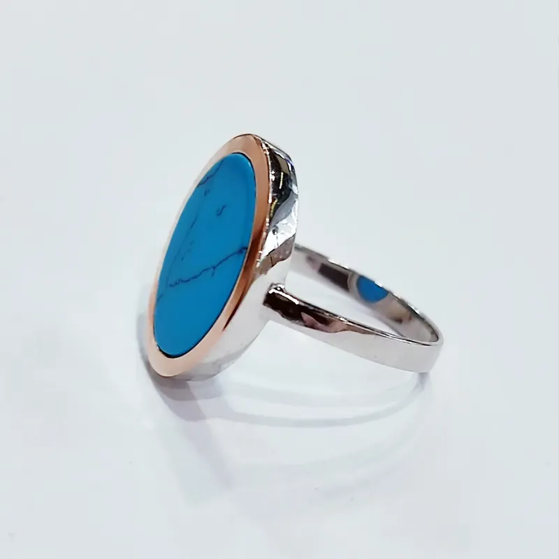 Срібна каблучка з золотою пластиною та бірюзою — фото 2