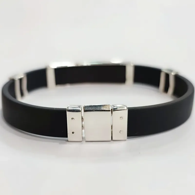 Каучуковий браслет з срібними накладками — фото 3