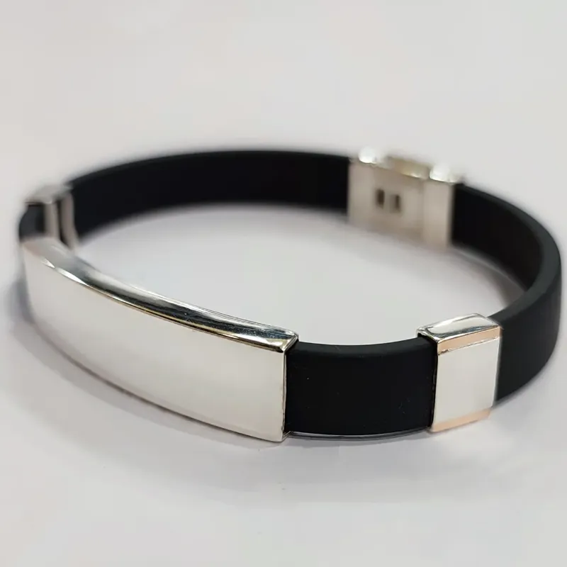 Каучуковий браслет з срібними накладками — фото 2