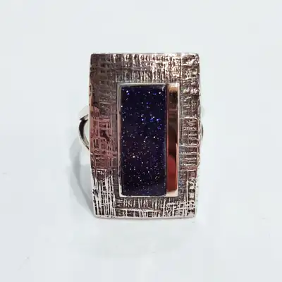 Срібна каблучка з золотою пластиною та Авантюрином — срібна прикраса