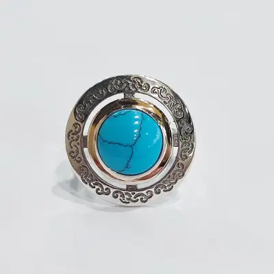 Срібна каблучка в етно стилі з бірюзою — срібна прикраса