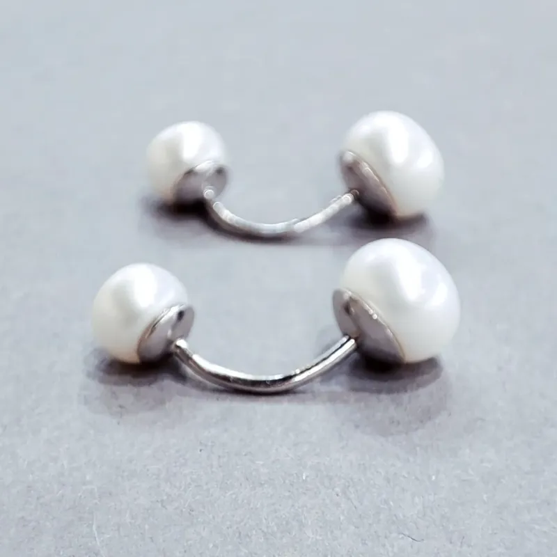 Срібні сережки Діор з перлинами — фото 3