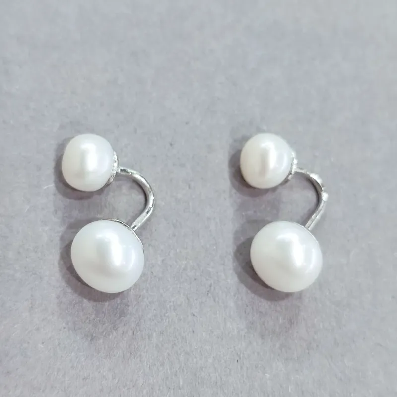 Срібні сережки Діор з перлинами — фото 2