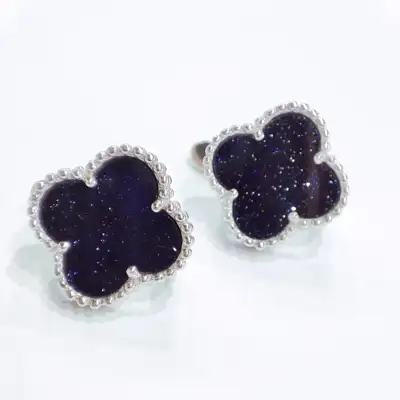 Срібні сережки Конюшина з авантюрином — срібна прикраса