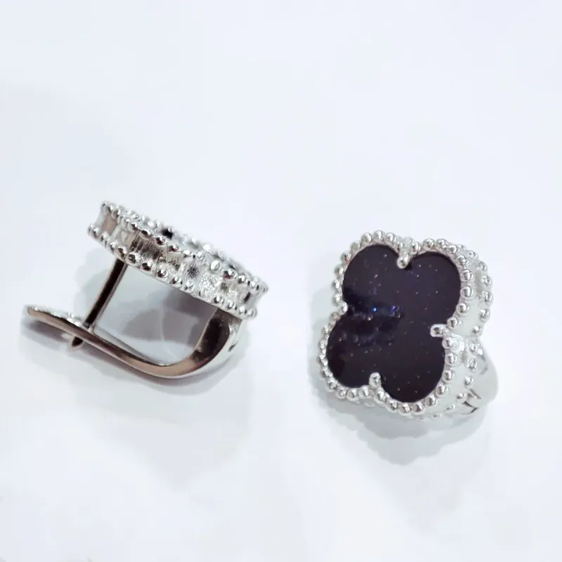 Срібні сережки Конюшина з авантюрином — фото 2