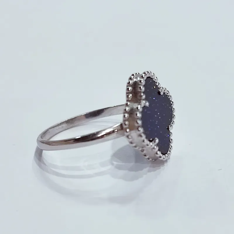 Срібна каблучка Конюшина з Авантюрином — фото 2