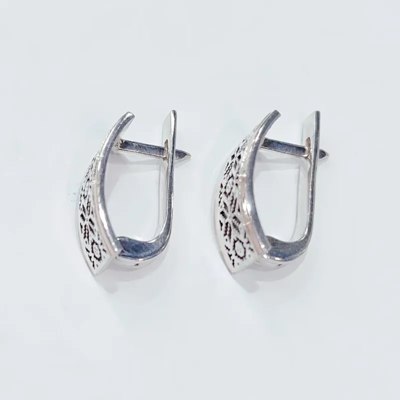 Срібні сережки з золотою пластиною "Вишиванка" — фото 3