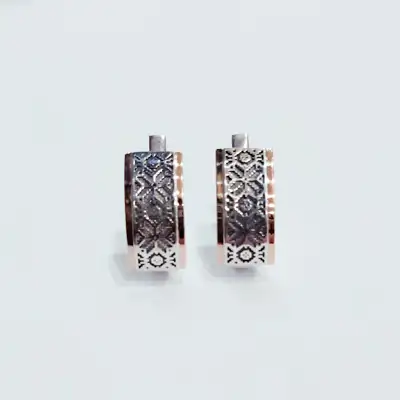 Срібні сережки з золотою пластиною "Вишиванка" — срібна прикраса