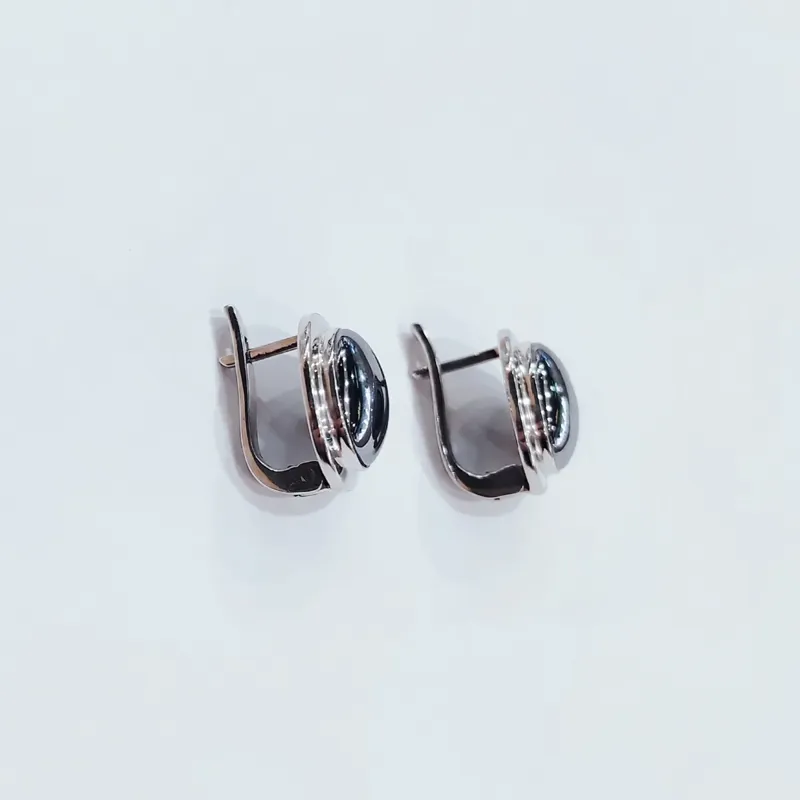 Срібні сережки з натуральним гематитом — фото 2