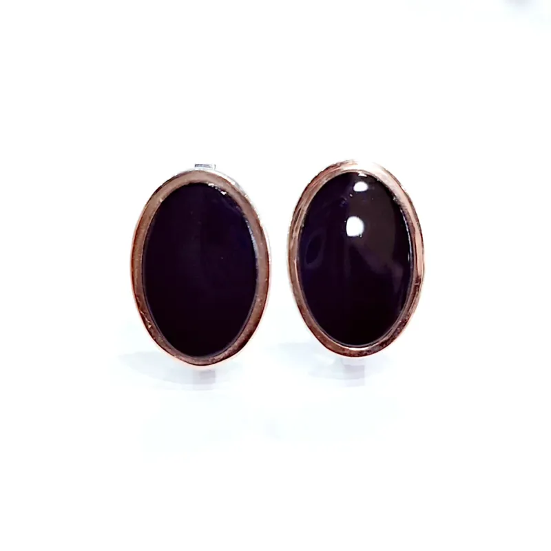 Срібні сережки з золотою пластиною та оніксом — фото 3