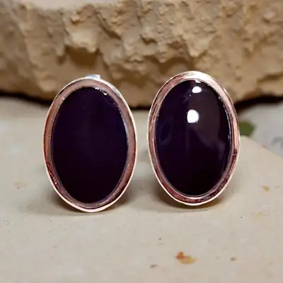 Срібні сережки з золотою пластиною та оніксом — срібна прикраса