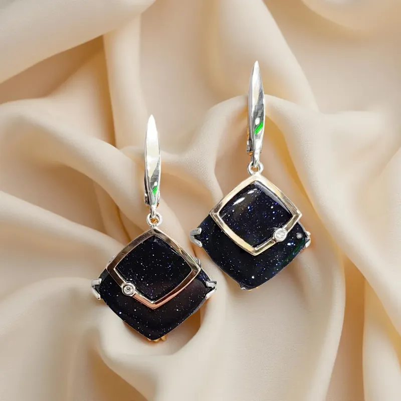 Сережки з авантюрином "Ніч каіра" — фото 2