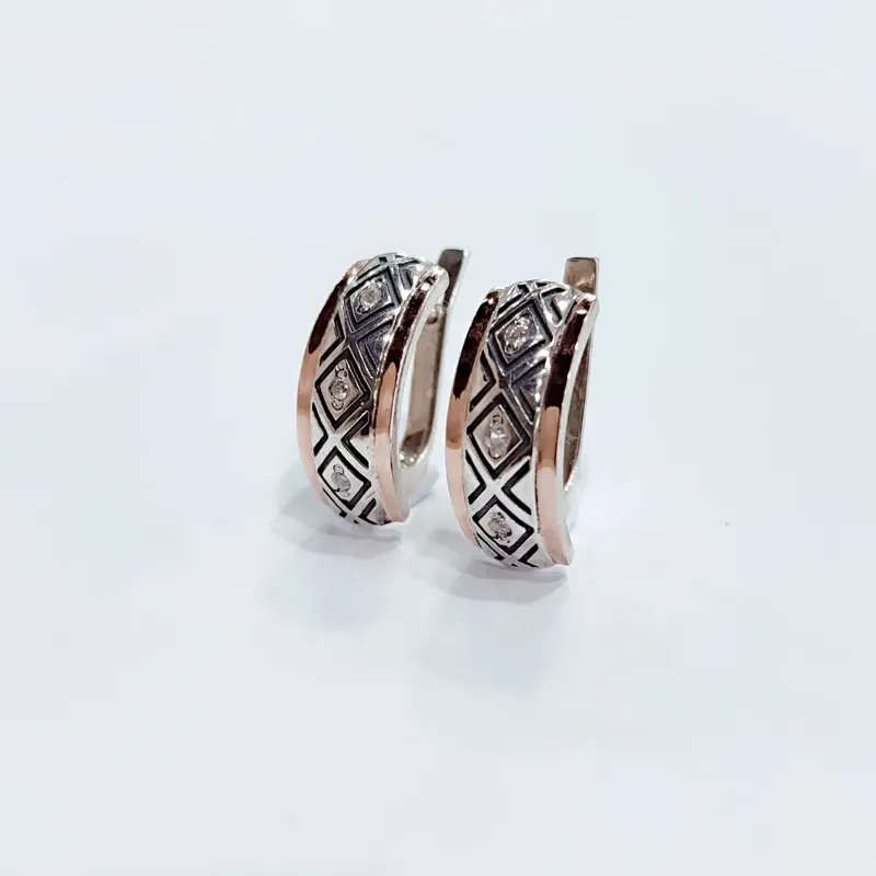 Срібні сережки з золотою пластиною — фото 2