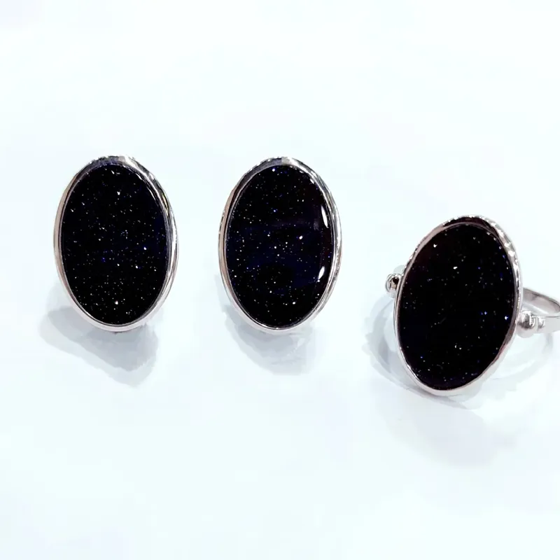 Срібний набір з авантюрином «Ніч Каіра» 💎 — фото 2