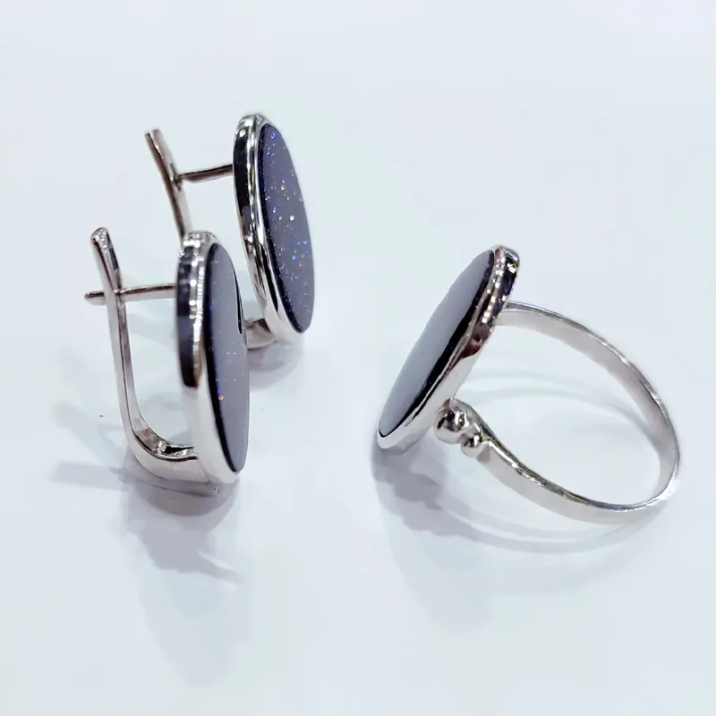 Срібний набір з авантюрином «Ніч Каіра» 💎 — фото 3