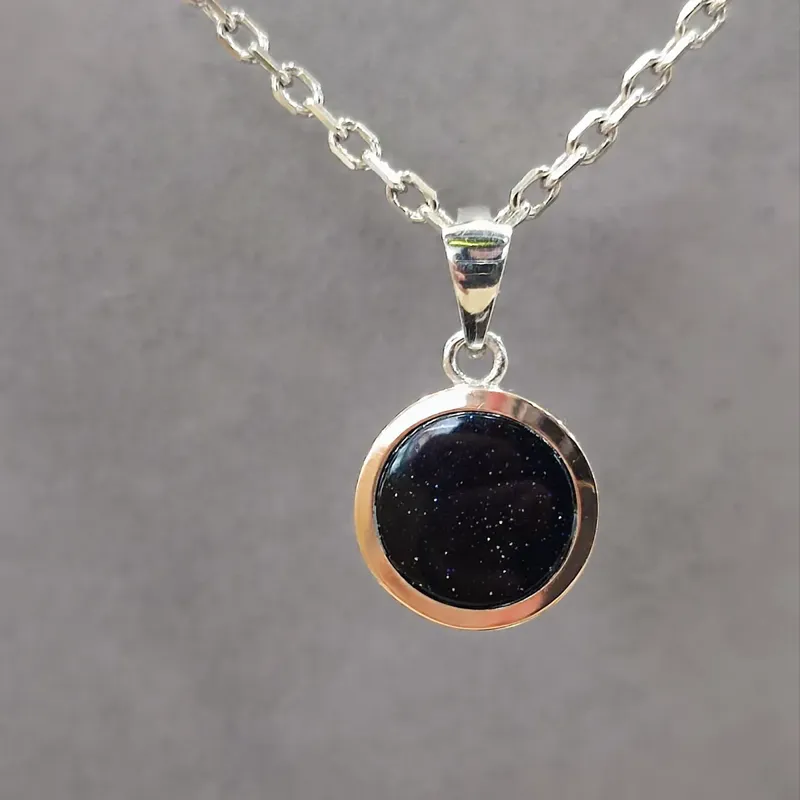 Срібний ланцюжок "Якірний" з підвіскою з "Авантюрином" та золотою пластиною — фото 2