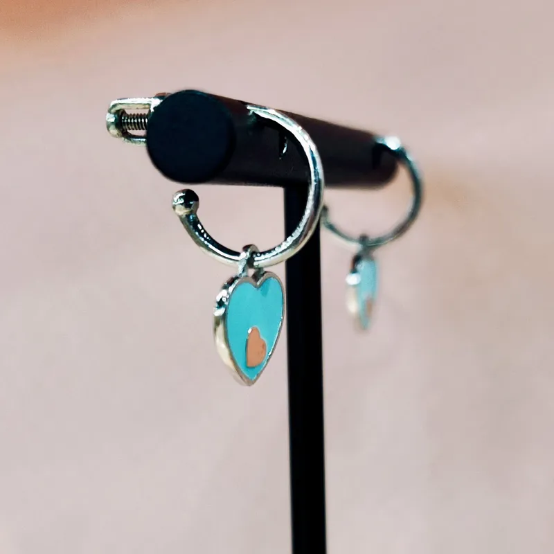 Срібні сережки дитячі-підліткові з голубою ємалью — фото 3