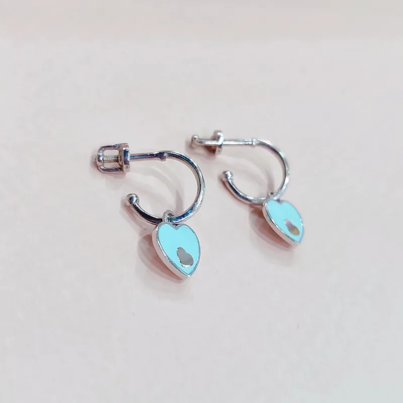 Срібні сережки дитячі-підліткові з голубою ємалью — фото 2