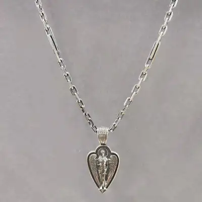 Срібний чоловічий набір “Архангел Михаїл — Серце Захисту” з ланцюгом "Якірним" — срібна прикраса