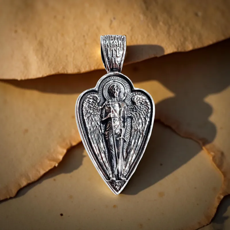 Срібний чоловічий набір “Архангел Михаїл — Серце Захисту” з ланцюгом "Якірним" — фото 2