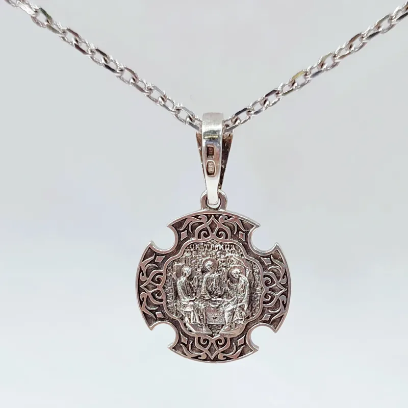 Срібний кулон «Божа Матір – Трійця» (двосторонній) — фото 3