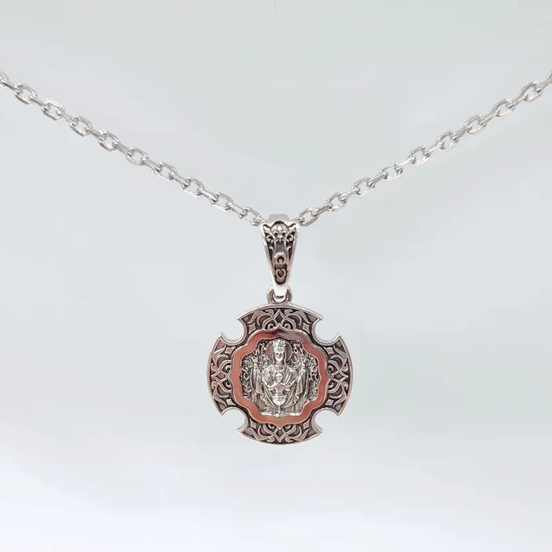 Срібний кулон «Божа Матір – Трійця» (двосторонній) — фото 2