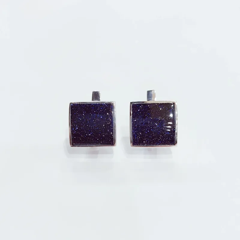 Срібні сережки з Авантюрином " Ніч каіра" — фото 2