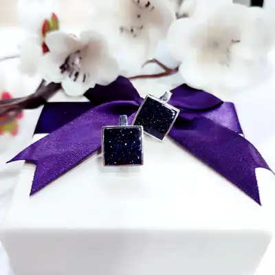 Срібні сережки з Авантюрином " Ніч каіра" — срібна прикраса