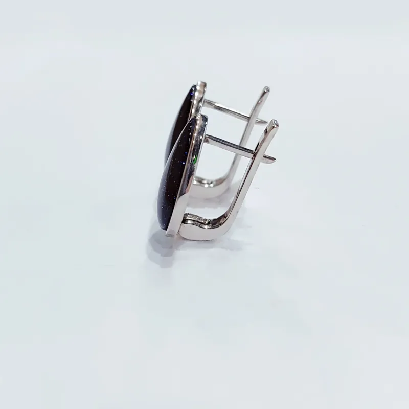 Срібні сережки з Авантюрином "Ніч каіра" — фото 2