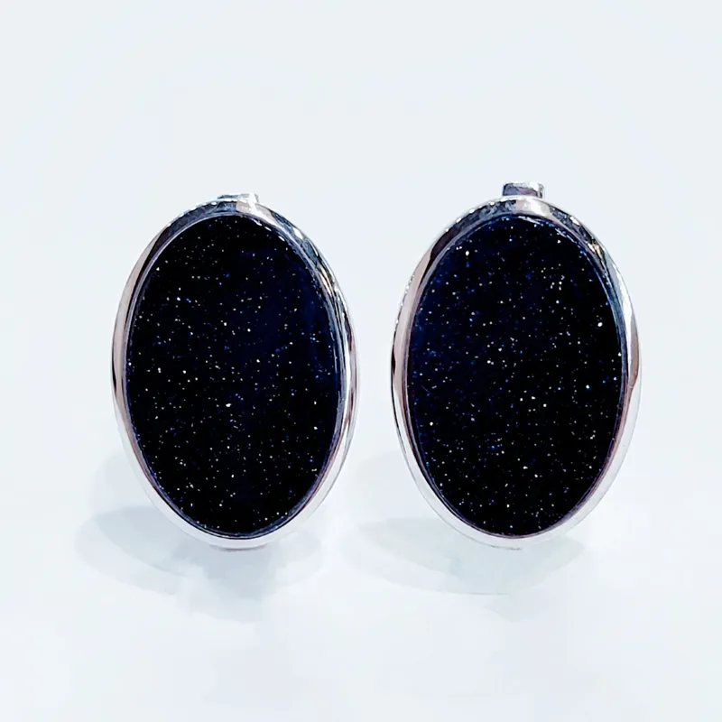 Срібні сережки з Авантюрином "Ніч каіра" — фото 2