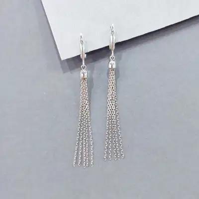 Срібні сережки вісюльки з ланцюжками — срібна прикраса