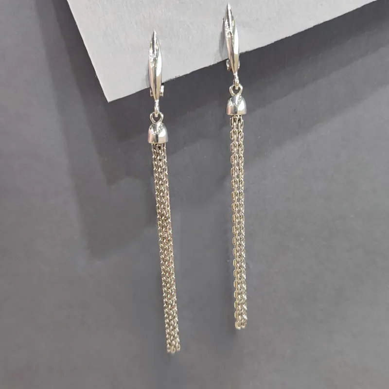 Срібні сережки вісюльки з ланцюжками — фото 2