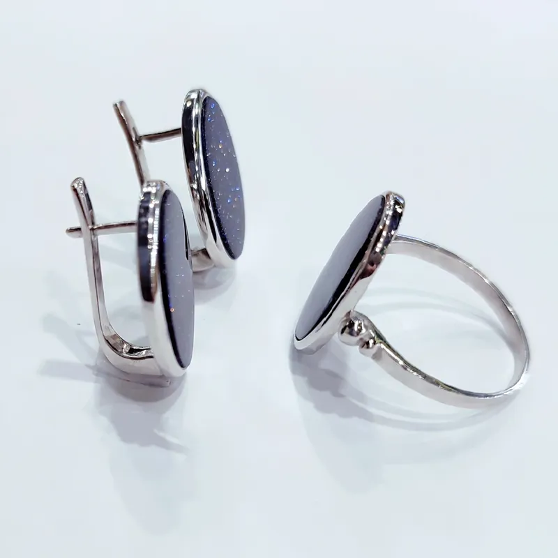 Срібний набір з Авантюрином — фото 3