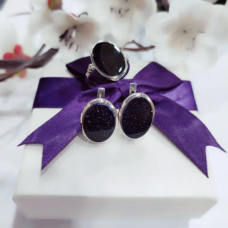 Срібний набір з Авантюрином — фото 4