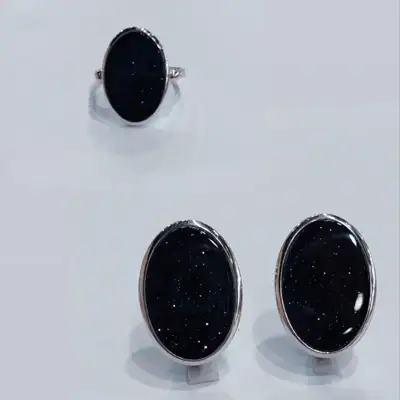 Срібний набір з Авантюрином — срібна прикраса