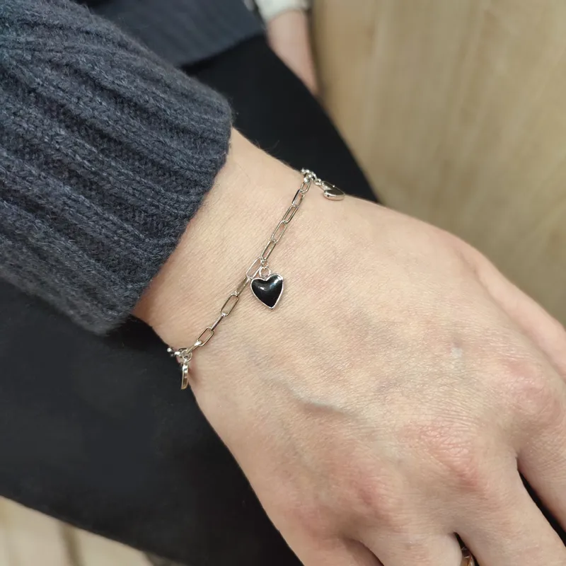 Срібний браслет з вісюльками сердечка — фото 3