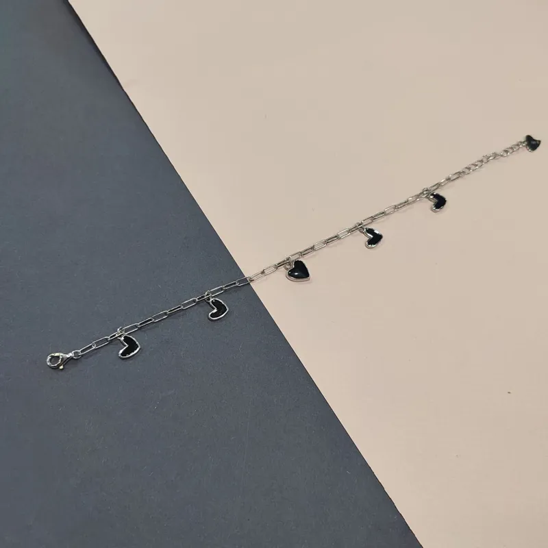 Срібний браслет з вісюльками сердечка — фото 2