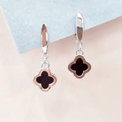 Конюшина, Клевер, Срібні сережки з золотою пластиною у стилі Ван Кліф — срібна прикраса