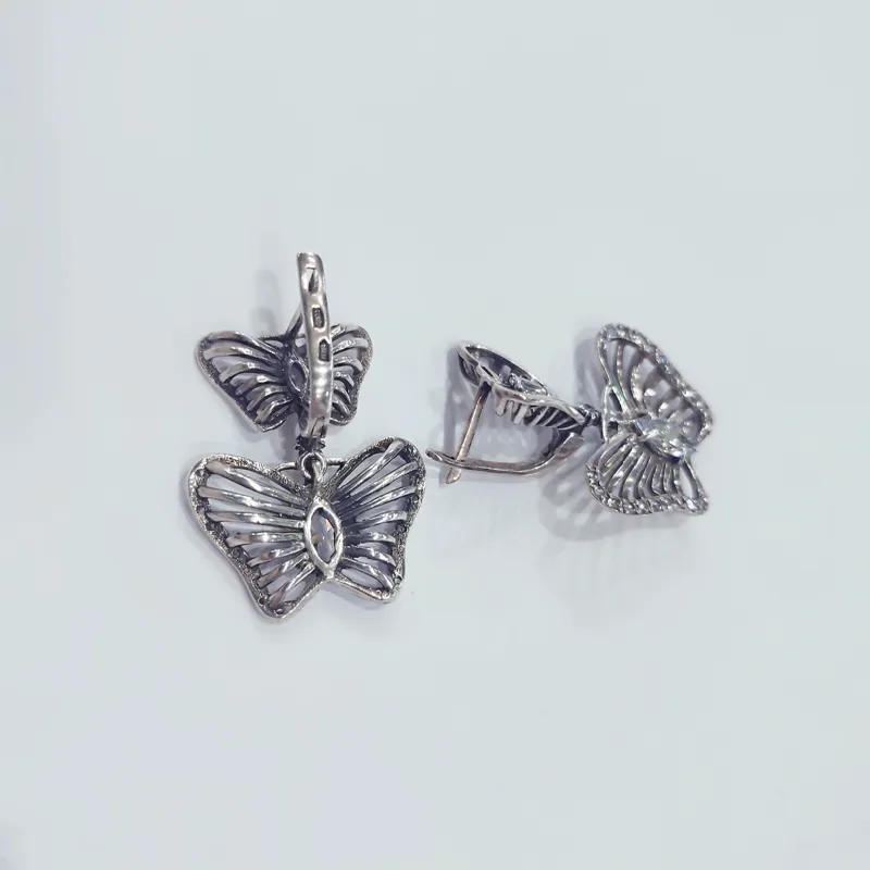 Сережки із срібла "Метелики" — фото 2