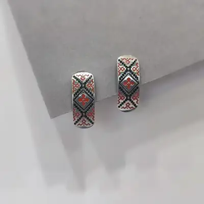 Сережки із срібла "Вишиванка" — срібна прикраса