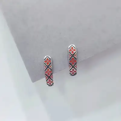 Сережки із срібла "Вишиванка" — срібна прикраса