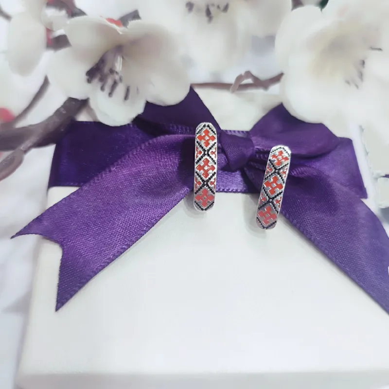 Сережки із срібла "Вишиванка" — фото 3