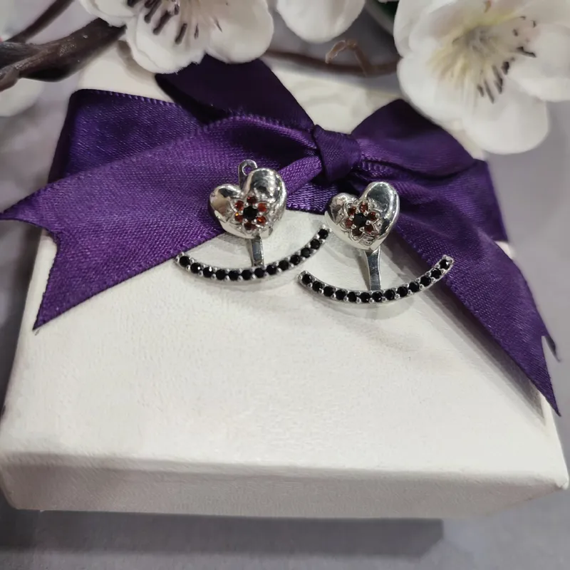 Сережки - джекети із срібла, у стилі етно. — фото 3