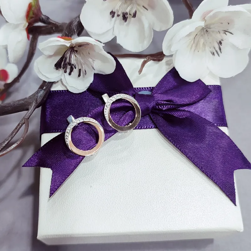 Сережки із срібла з золотою пластиною у формі круга у стилі Пандора — фото 3