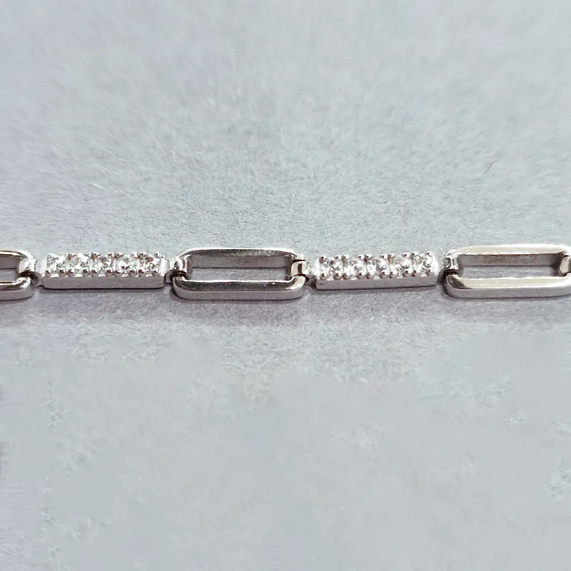 Браслет із срібла литий з фіанітами — фото 4