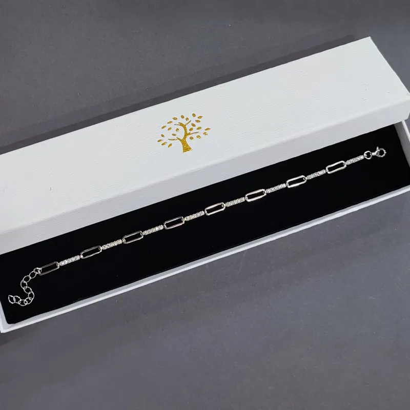 Браслет із срібла литий з фіанітами — фото 5